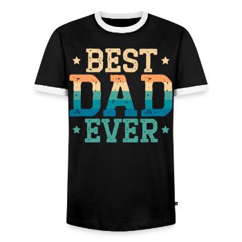 Fathers Day Papa Best Dad Ever Fatherhood Daddy - Men's Ringer Shirt - black/white - Front - AI Model Female 172 light (172cm) & AI Model Male 178 light (178cm)