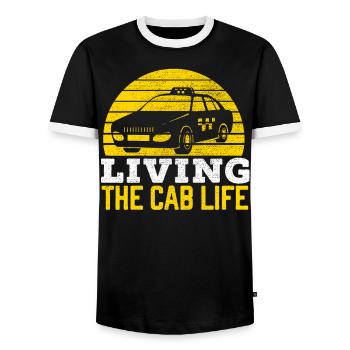 Living The Cab Life Taxi Taxicab Chauffeur de taxi Cabbie - T-shirt contrasté Homme - noir/blanc - Devant - AI Model Female 172 light (172cm) & AI Model Male 178 light (178cm)