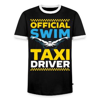Chauffeur de taxi officiel de natation Chauffeur de taxi Chauffeur de taxi - T-shirt contrasté Homme - noir/blanc - Devant - AI Model Female 172 light (172cm) & AI Model Male 178 light (178cm)