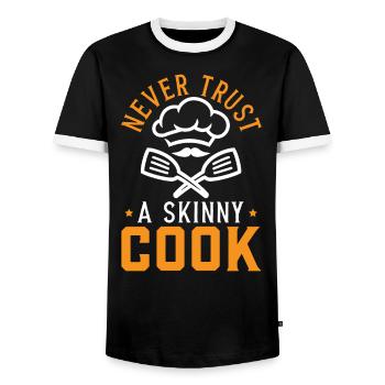 Culinary Gangster Pastry Chef Cooking Culinary - Men's Ringer Shirt - black/white - Front - AI Model Female 172 light (172cm) & AI Model Male 178 light (178cm)