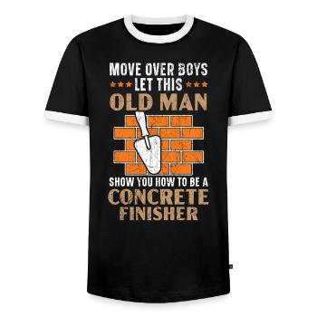 Brickie Bricks Construction Worker Bricklayer - Men's Ringer Shirt - black/white - Front - AI Model Female 172 light (172cm) & AI Model Male 178 light (178cm)