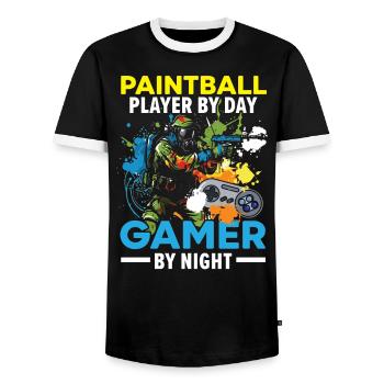 Videospiel-Liebhaber Paintball-Spieler Paintballer - Männer Kontrast-T-Shirt - Schwarz/Weiß - Vorne - AI Model Female 172 light (172cm) & AI Model Male 178 light (178cm)