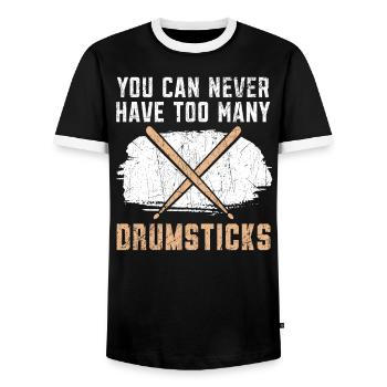 Batteur Instrument de musique Musicien Joueur de batterie - T-shirt contrasté Homme - noir/blanc - Devant - AI Model Female 172 light (172cm) & AI Model Male 178 light (178cm)