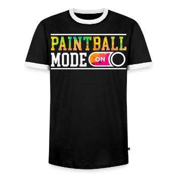 Paintball Mode On Paint Gun Paintball Paintballer - Men's Ringer Shirt - black/white - Front - AI Model Female 172 light (172cm) & AI Model Male 178 light (178cm)