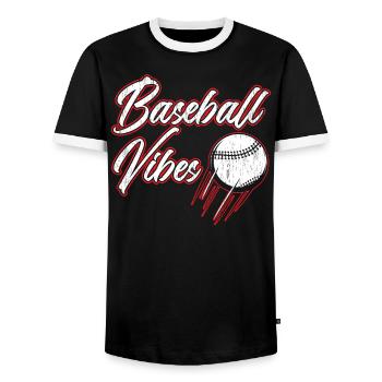 Baseball-Liebhaber Baseballspieler Baseballtrainer - Männer Kontrast-T-Shirt - Schwarz/Weiß - Vorne - AI Model Female 172 light (172cm) & AI Model Male 178 light (178cm)