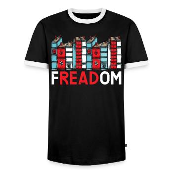 Lesen Sie verbotene Bücher Bücherwurm Buchliebhaber Bibliophile - Männer Kontrast-T-Shirt - Schwarz/Weiß - Vorne - AI Model Female 172 light (172cm) & AI Model Male 178 light (178cm)