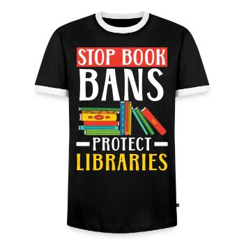 Lesen Sie verbotene Bücher Bücherwurm Buchliebhaber Bibliophile - Männer Kontrast-T-Shirt - Schwarz/Weiß - Vorne - AI Model Female 172 light (172cm) & AI Model Male 178 light (178cm)