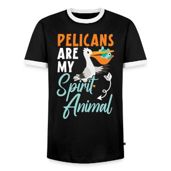 Amoureux des oiseaux Animal volant Ornithologie Pelicans - T-shirt contrasté Homme - noir/blanc - Devant - AI Model Female 172 light (172cm) & AI Model Male 178 light (178cm)