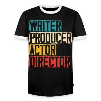 Scénariste Producteur Acteur Réalisateur Artiste Actrice - T-shirt contrasté Homme - noir/blanc - Devant - AI Model Female 172 light (172cm) & AI Model Male 178 light (178cm)