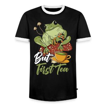 Cottagecore Pilz Ästhetischer Naturschutz - Männer Kontrast-T-Shirt - Schwarz/Weiß - Vorne - AI Model Female 172 light (172cm) & AI Model Male 178 light (178cm)