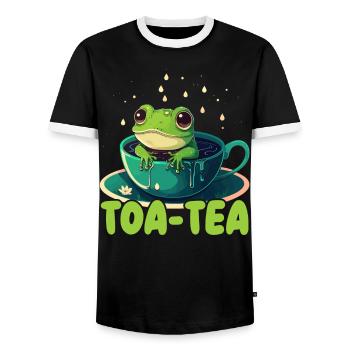 Cottagecore Mushroom Aesthetic Nature Conservation - Men's Ringer Shirt - black/white - Front - AI Model Female 172 light (172cm) & AI Model Male 178 light (178cm)