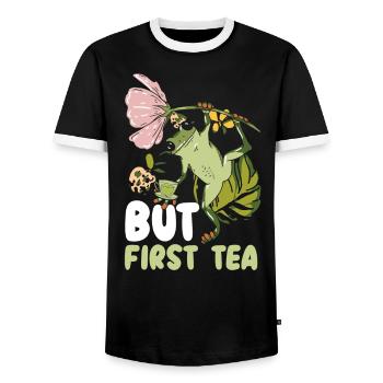 Cottagecore Pilz Ästhetischer Naturschutz - Männer Kontrast-T-Shirt - Schwarz/Weiß - Vorne - AI Model Female 172 light (172cm) & AI Model Male 178 light (178cm)
