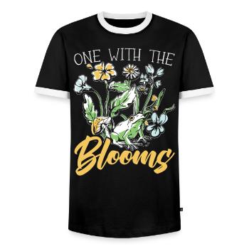 Cottagecore Mushroom Aesthetic Nature Conservation - Men's Ringer Shirt - black/white - Front - AI Model Female 172 light (172cm) & AI Model Male 178 light (178cm)