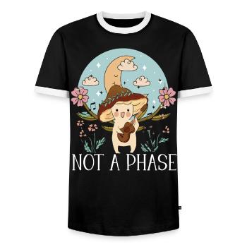 Cottagecore Mushroom Aesthetic Nature Conservation - Men's Ringer Shirt - black/white - Front - AI Model Female 172 light (172cm) & AI Model Male 178 light (178cm)
