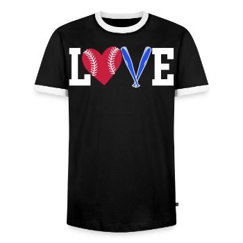 Baseball-Liebhaber Baseballspieler Baseball-Trainer - Männer Kontrast-T-Shirt - Schwarz/Weiß - Vorne - AI Model Female 172 light (172cm) & AI Model Male 178 light (178cm)