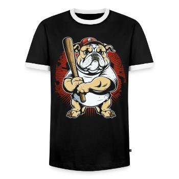 Baseball Dog Baseball Player Baseball Coach - Men's Ringer Shirt - black/white - Front - AI Model Female 172 light (172cm) & AI Model Male 178 light (178cm)