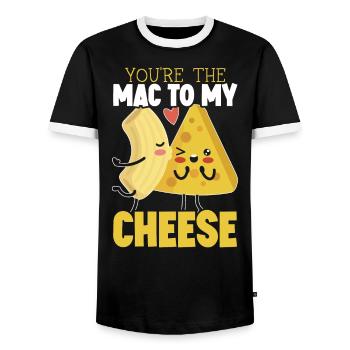 You're The Mac To My Cheese Eater Cheesy Food - Men's Ringer Shirt - black/white - Front - AI Model Female 172 light (172cm) & AI Model Male 178 light (178cm)