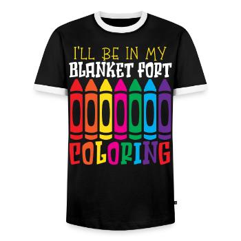 Ich werde in meiner Decke sein Fort Färbung Künstlerische Farbe - Männer Kontrast-T-Shirt - Schwarz/Weiß - Vorne - AI Model Female 172 light (172cm) & AI Model Male 178 light (178cm)