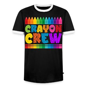 Crayon Crew Färbung Künstlerische Zeichnung Farbe - Männer Kontrast-T-Shirt - Schwarz/Weiß - Vorne - AI Model Female 172 light (172cm) & AI Model Male 178 light (178cm)