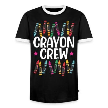 Crayon Crew Färbung Künstlerische Zeichnung Farbe - Männer Kontrast-T-Shirt - Schwarz/Weiß - Vorne - AI Model Female 172 light (172cm) & AI Model Male 178 light (178cm)