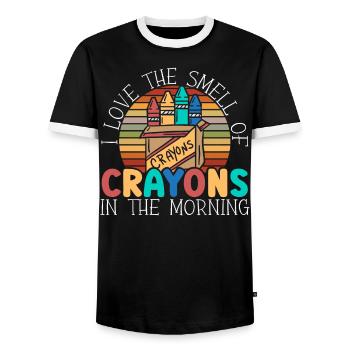 J’aime l’odeur des crayons de couleur du matin - T-shirt contrasté Homme - noir/blanc - Devant - AI Model Female 172 light (172cm) & AI Model Male 178 light (178cm)