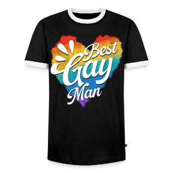 Gay Rights Rainbow Pride Month LGBTQ Gay Pride - Men's Ringer Shirt - black/white - Front - AI Model Female 172 light (172cm) & AI Model Male 178 light (178cm)
