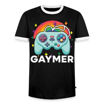 Droits des homosexuels Mois de la fierté arc-en-ciel LGBTQ Gamer - T-shirt contrasté Homme - noir/blanc - Devant - AI Model Female 172 light (172cm) & AI Model Male 178 light (178cm)