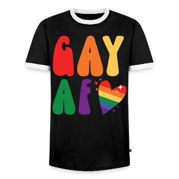 Gay Rights Rainbow Pride LGBTQ Gay Pride Parade - Men's Ringer Shirt - black/white - Front - AI Model Female 172 light (172cm) & AI Model Male 178 light (178cm)