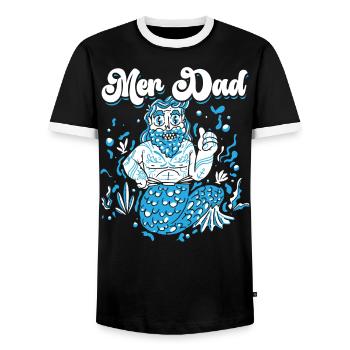 Mermaid Security Meilleur papa de tous les temps Fête des pères Sirène - T-shirt contrasté Homme - noir/blanc - Devant - AI Model Female 172 light (172cm) & AI Model Male 178 light (178cm)