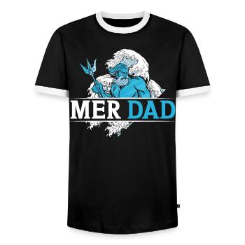 Mermaid Security Meilleur papa de tous les temps Fête des pères Sirène - T-shirt contrasté Homme - noir/blanc - Devant - AI Model Female 172 light (172cm) & AI Model Male 178 light (178cm)