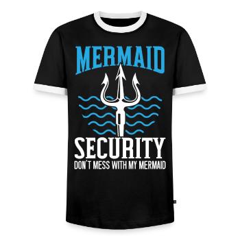 Mermaid Security Meilleur papa de tous les temps Fête des pères Sirène - T-shirt contrasté Homme - noir/blanc - Devant - AI Model Female 172 light (172cm) & AI Model Male 178 light (178cm)