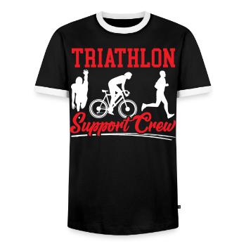 Triathlon Athlète Triathlète Natation Vélo Course - T-shirt contrasté Homme - noir/blanc - Devant - AI Model Female 172 light (172cm) & AI Model Male 178 light (178cm)