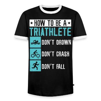 Triathlon Athlète Triathlète Natation Vélo Course - T-shirt contrasté Homme - noir/blanc - Devant - AI Model Female 172 light (172cm) & AI Model Male 178 light (178cm)