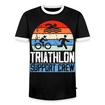 Triathlon Athlète Triathlète Natation Vélo Course - T-shirt contrasté Homme - noir/blanc - Devant - AI Model Female 172 light (172cm) & AI Model Male 178 light (178cm)