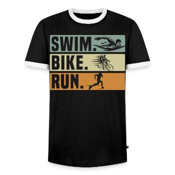 Triathlon Athlète Triathlète Natation Vélo Course - T-shirt contrasté Homme - noir/blanc - Devant - AI Model Female 172 light (172cm) & AI Model Male 178 light (178cm)