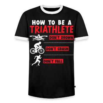 Triathlon Athlète Triathlète Natation Vélo Course - T-shirt contrasté Homme - noir/blanc - Devant - AI Model Female 172 light (172cm) & AI Model Male 178 light (178cm)
