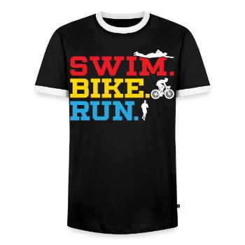Triathlon Athlète Triathlète Natation Vélo Course - T-shirt contrasté Homme - noir/blanc - Devant - AI Model Female 172 light (172cm) & AI Model Male 178 light (178cm)