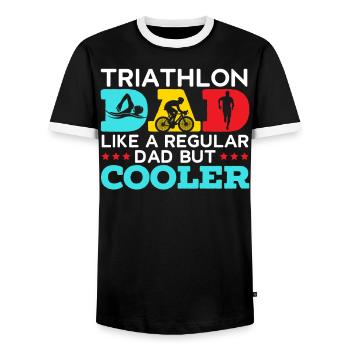 Triathlon Athlet Triathlet Schwimmen Radfahren Laufen - Männer Kontrast-T-Shirt - Schwarz/Weiß - Vorne - AI Model Female 172 light (172cm) & AI Model Male 178 light (178cm)