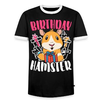 Anniversaire Hamster Lover Hamster Propriétaire Rodent Hammy - T-shirt contrasté Homme - noir/blanc - Devant - AI Model Female 172 light (172cm) & AI Model Male 178 light (178cm)