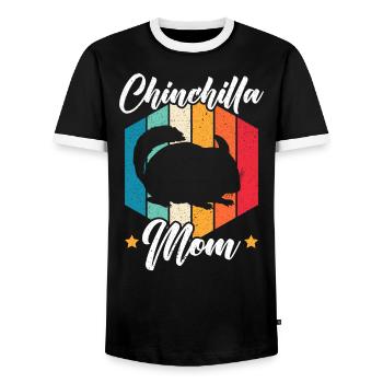 Chinchilla Maman Chinchilla Amoureux Rongeur Animal de compagnie - T-shirt contrasté Homme - noir/blanc - Devant - AI Model Female 172 light (172cm) & AI Model Male 178 light (178cm)