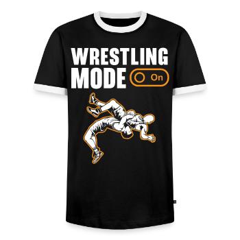 Wrestling Fan Wrestler Wrestle Grappling Wrestling - Men's Ringer Shirt - black/white - Front - AI Model Female 172 light (172cm) & AI Model Male 178 light (178cm)