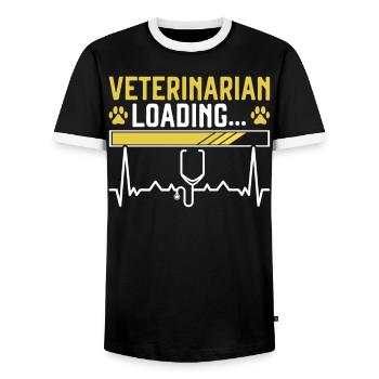 Veterinarian Loading Animal Doctor Veterinary - Men's Ringer Shirt - black/white - Front - AI Model Female 172 light (172cm) & AI Model Male 178 light (178cm)