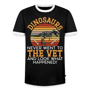Les dinosaures ne sont jamais allés chez le vétérinaire vétérinaire - T-shirt contrasté Homme - noir/blanc - Devant - AI Model Female 172 light (172cm) & AI Model Male 178 light (178cm)