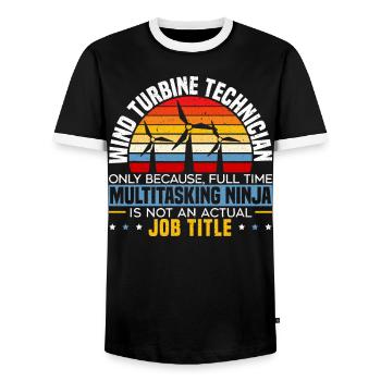 Énergie éolienne renouvelable Windtech Windmill Enthusiast - T-shirt contrasté Homme - noir/blanc - Devant - AI Model Female 172 light (172cm) & AI Model Male 178 light (178cm)