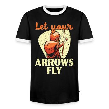 Laissez vos flèches voler Archer Bowman Tir à l’arc - T-shirt contrasté Homme - noir/blanc - Devant - AI Model Female 172 light (172cm) & AI Model Male 178 light (178cm)
