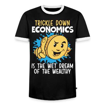 Économiste Professeur d’économie Profession Économie - T-shirt contrasté Homme - noir/blanc - Devant - AI Model Female 172 light (172cm) & AI Model Male 178 light (178cm)