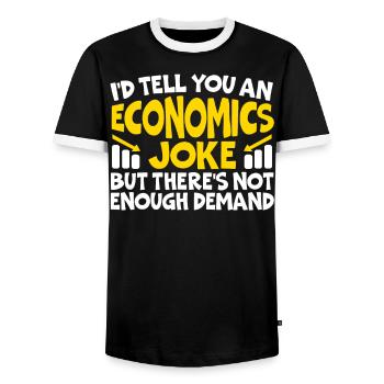 Économiste Professeur d’économie Profession Économie - T-shirt contrasté Homme - noir/blanc - Devant - AI Model Female 172 light (172cm) & AI Model Male 178 light (178cm)