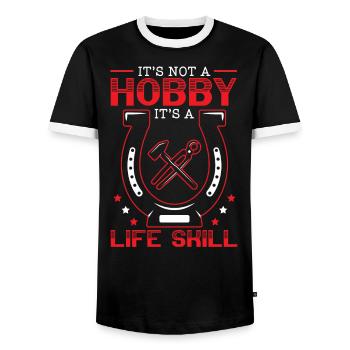 Blacksmith Hammer Metalsmith Forging Blacksmithing - Men's Ringer Shirt - black/white - Front - AI Model Female 172 light (172cm) & AI Model Male 178 light (178cm)