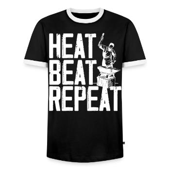 Blacksmith Hammer Metalsmith Forging Blacksmithing - Men's Ringer Shirt - black/white - Front - AI Model Female 172 light (172cm) & AI Model Male 178 light (178cm)