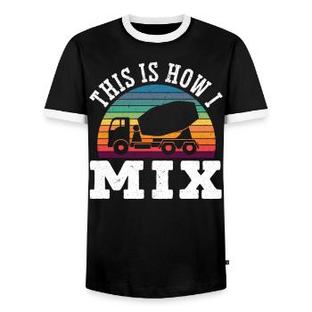 Cement Mixer Truck Driver Job Construction Worker - Men's Ringer Shirt - black/white - Front - AI Model Female 172 light (172cm) & AI Model Male 178 light (178cm)